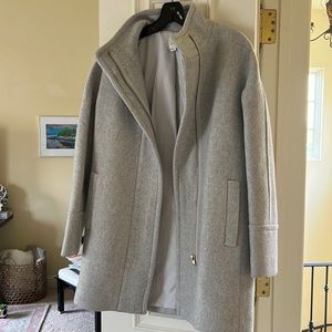 J Crew gray cocoon Italian stadium cloth wool coat, size 0